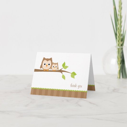 Mom and Baby Owl Note Cards Dankeskarte (Vorderseite)