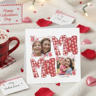 Mom and Child Valentine Red Plaid Love Hearts Einladung