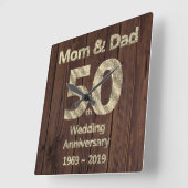 Mom and Dad 50th Wedding Anniversary 2019 Quadratische Wanduhr (Winkel)
