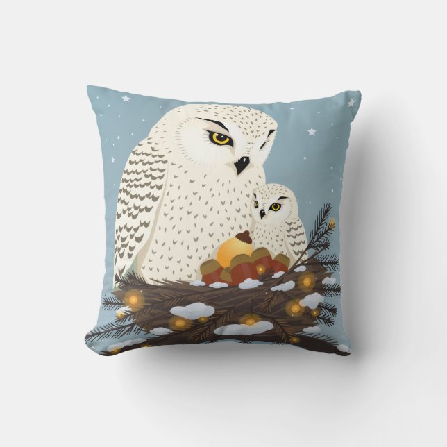 Mom and owlet ready for Christmas Kissen (Vorderseite)