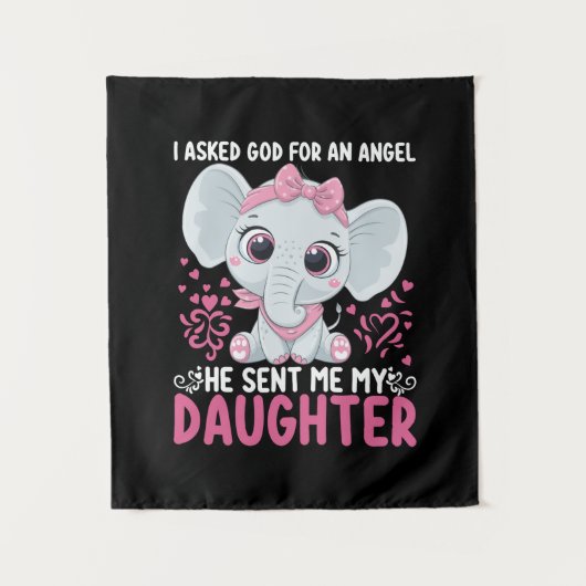 Mom Art He Sent Me Elephant Daughter Wandteppich (Vorderseite)