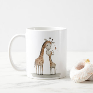 Mom & Baby Giraffe Cute Illustration Kaffeetasse