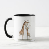 Mom & Baby Giraffe Cute Illustration Tasse (Links)