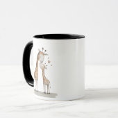Mom & Baby Giraffe Cute Illustration Tasse (Vorderseite Links)