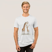 Mom & Baby Giraffe Cute Illustration Tri-Blend Shirt (Vorderseite voll)