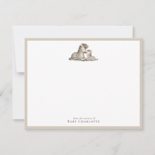Mom & Baby Zebra Nursery Note Card  Mitteilungskarte (Vorderseite)