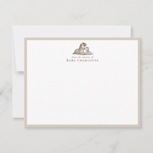 Mom & Baby Zebra Nursery Note Card – Personalized Mitteilungskarte (Vorderseite)