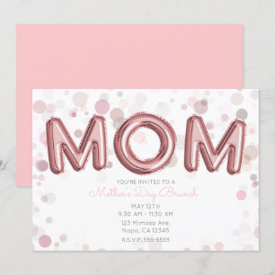 MOM Ballons Muttertags-Brunch Moderne Rosa Grau Einladung