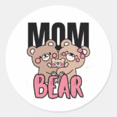 Mom Bear Cute Graphic Design Runder Aufkleber (Vorderseite)