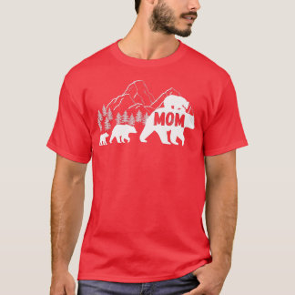 Mom Bear with Cubs Vintage Sunset - Retro Family o T-Shirt