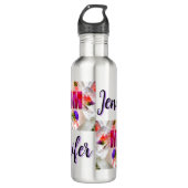 'Mom-Boss-Fire' – Diseño floral en cubos Edelstahlflasche (Vorderseite)