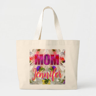'Mom-Boss-Fire' – Diseño floral en cubos  Jumbo Stoffbeutel