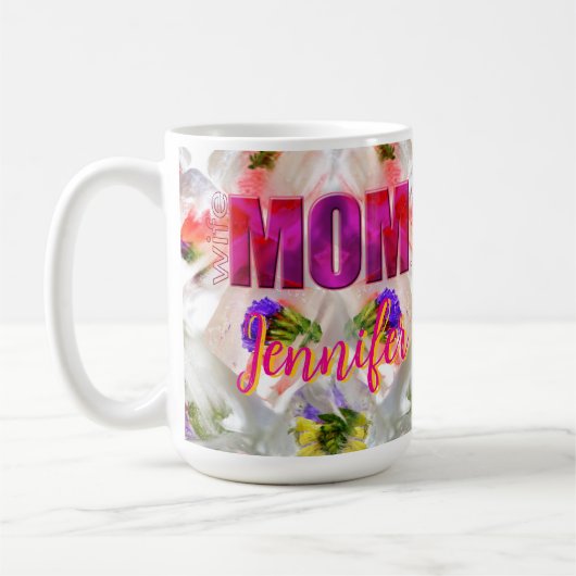 'Mom-Boss-Fire' – Diseño floral en cubos Kaffeetasse (Links)