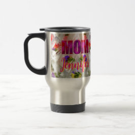 'Mom-Boss-Fire' – Diseño floral en cubos Reisebecher