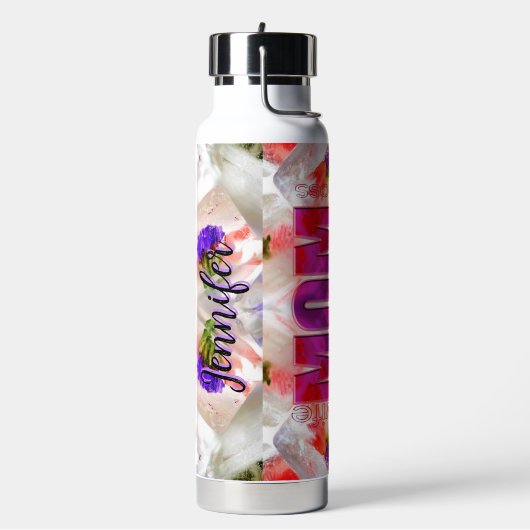 'Mom-Boss-Fire' – Diseño floral en cubos  Trinkflasche (Links)