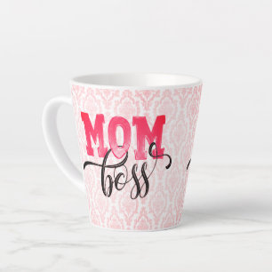 MOM BOSS Pink Arabesque Mutter Geschenke Tasse Lat