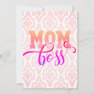 MOM BOSS - Stilvolle rosa Muttertags-Karte Feiertagskarte