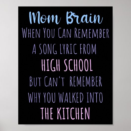 Mom Brain Funny Definition Quote Sarcasm Women Mot Poster (Vorne)