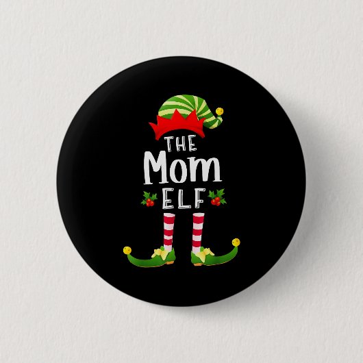 Mom Christmas Elf Matching Pajama X-mas Party  Button (Vorderseite)