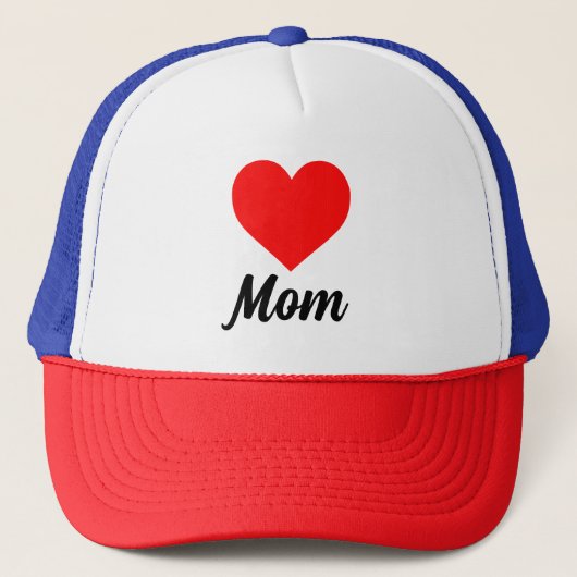 Mom - Classic Red Heart Typography Truckerkappe (Vorderseite)