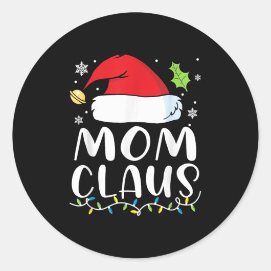Mom Claus Christmas Lights Pajama Xmas Family Matc Runder Aufkleber (Vorderseite)