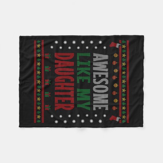 Mom Dad Christmas - Funny Awesome Like My Daughter Fleecedecke (Vorderseite (Horizontal))