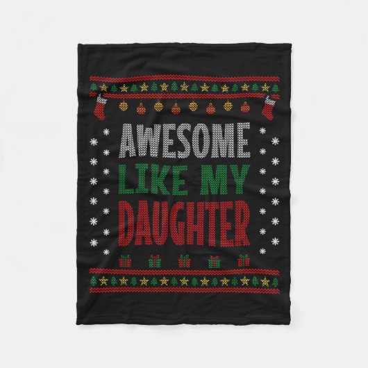 Mom Dad Christmas - Funny Awesome Like My Daughter Fleecedecke (Vorderseite)