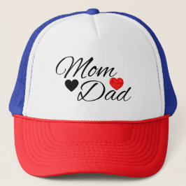 Mom & Dad Hearts - Elegant Typography Family Love Truckerkappe
