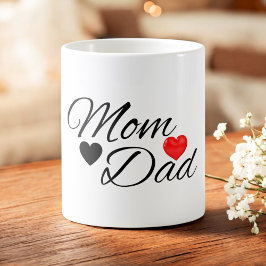 Mom & Dad Herzen - Elegante Typografie Familienlie Kaffeetasse