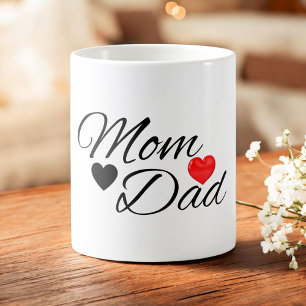 Mom & Dad Herzen - Elegante Typografie Familienlie Kaffeetasse