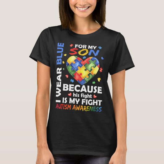 Mom Dad I Wear Blue For My Son Autism Awareness Mo T-Shirt (Vorderseite)