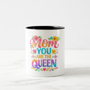 MOM DU BIST DIE KÖNIGIN Typografie Zweifarbige Tasse