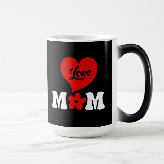 Mom elegant black & white cute red heart verwandlungstasse (Rechts)