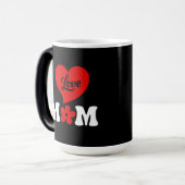 Mom elegant black & white cute red heart verwandlungstasse (Vorderseite Links)