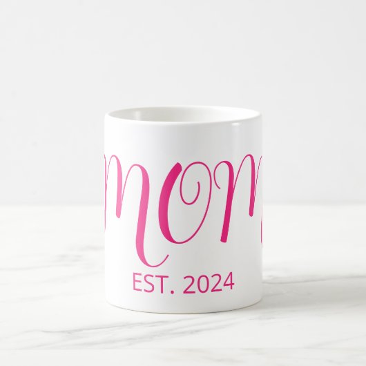 Mom Established Big Script New Mom Gift Kaffeetasse (Mittel)