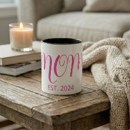 Mom Established Big Script New Mom Gift Zweifarbige Tasse