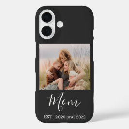 Mom Established Black Elegant Photo Script iPhone 16 Hülle