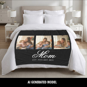 Mom Established Black Elegant Script 3 Foto Fleecedecke