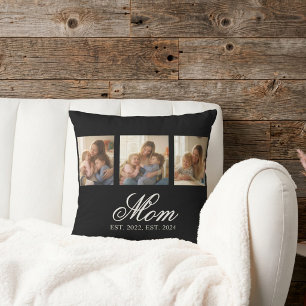 Mom Established Black Elegant Script 3 Foto Kissen