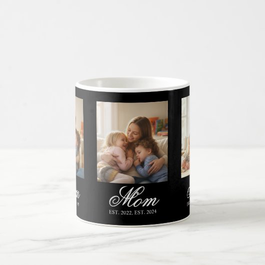 Mom Established Black Elegant Script 3 Photo Kaffeetasse (Mittel)