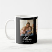 Mom Established Black Elegant Script 3 Photo Kaffeetasse (Links)