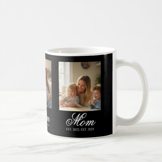 Mom Established Black Elegant Script 3 Photo Kaffeetasse (Rechts)