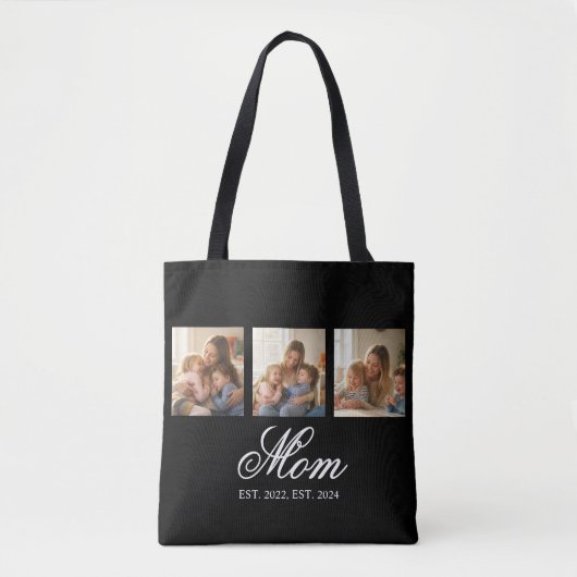 Mom Established Black Elegant Script 3 Photo Tasche (Vorderseite)
