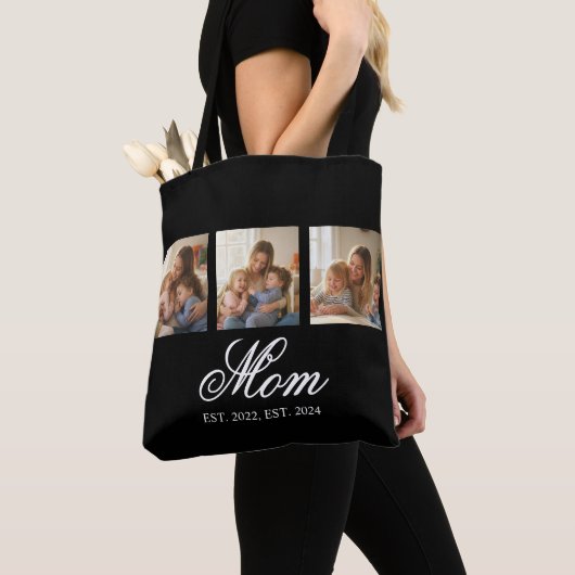 Mom Established Black Elegant Script 3 Photo Tasche (Von Nahem)