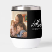 Mom Established Black Elegant Script Photo (Rückseite)