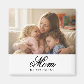 Mom Established Black Elegant Script Photo Magnet (Vorne)