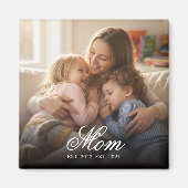 Mom Established Black Elegant Script Photo Magnet (Vorne)