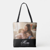 Mom Established Black Elegant Script Photo Tasche (Rückseite)