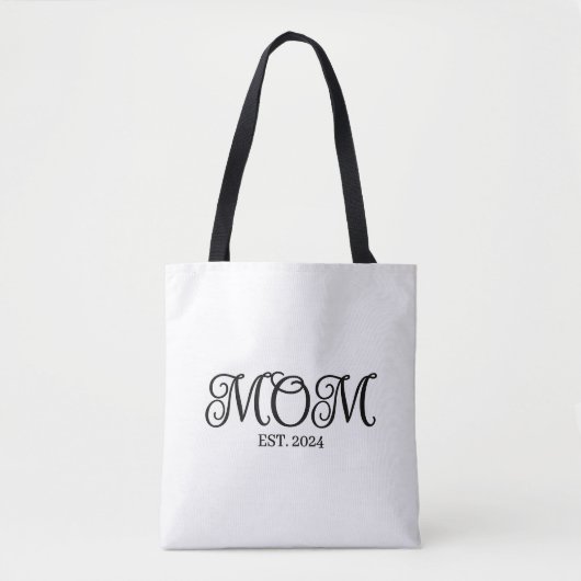 Mom Established Black Modern Minimalist Script Tasche (Vorderseite)