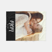 Mom Established Black Modern Script Foto Fleecedecke (Vorderseite (Horizontal))